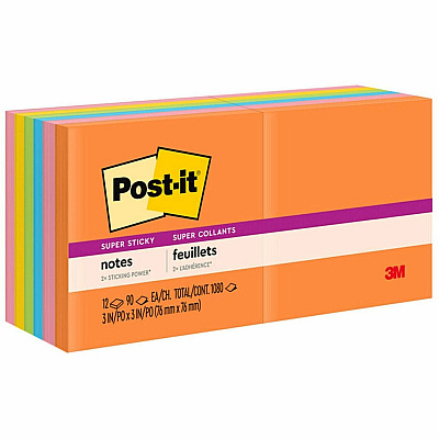 Post-it Super Sticky Notes - Energy Boost Color Collection (MMM65412SSUC)