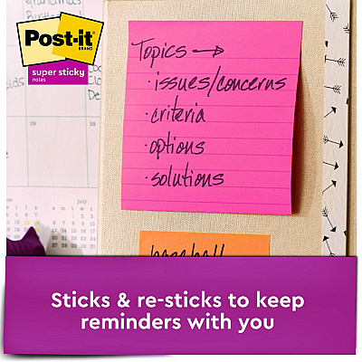 Post-it Super Sticky Lined Notes - Energy Boost Color Collection (MMM6756SSUC)