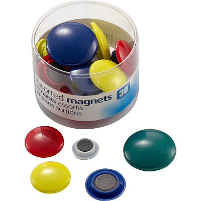 Officemate Round Handy Magnets, 30/Tub (OIC92500)