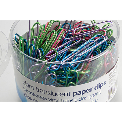 Officemate Giant Translucent Vinyl Paper Clips (OIC97212)