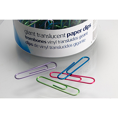 Officemate Giant Translucent Vinyl Paper Clips (OIC97212)