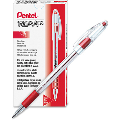 Pentel R.S.V.P. Ballpoint Stick Pens (PENBK90B)