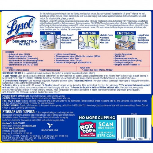 LYSOL Disinfecting Wipes (77182CT)