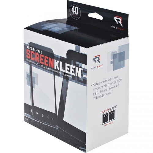 Read Right Alcohol-free LCD ScreenKleen Wipes (RR1391)