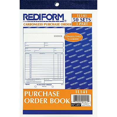 Rediform 3-Part Carbonless Purchase Order Book (RED1L141)