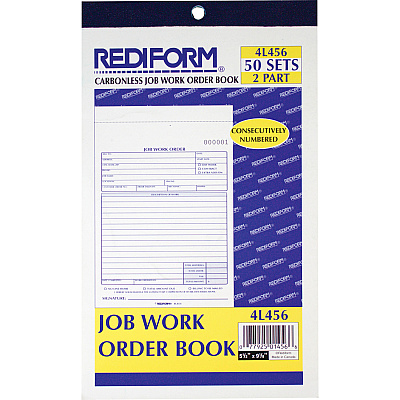 Rediform 2-part Job Work Order Book (RED4L456)