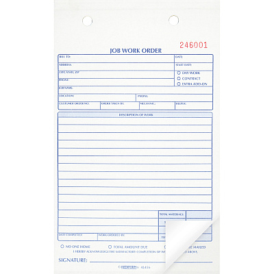 Rediform 2-part Job Work Order Book (RED4L456)