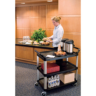 Rubbermaid Commercial 3-Shelf Mobile Utility Cart (RCP409100BK)
