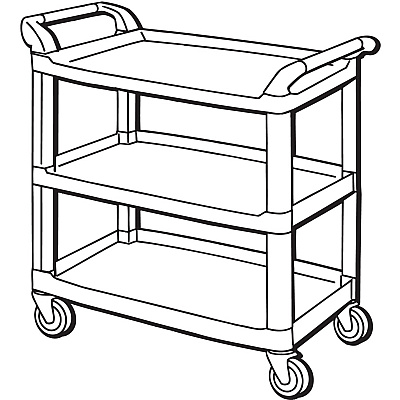Rubbermaid Commercial 3-Shelf Mobile Utility Cart (RCP409100BK)