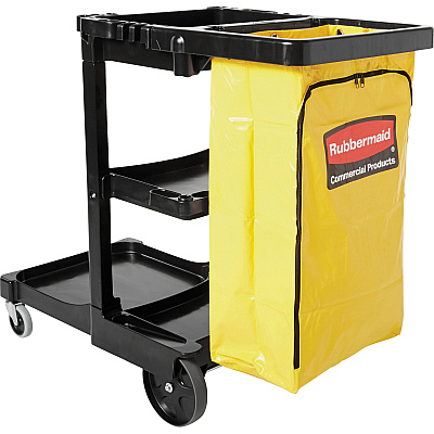 Rubbermaid Commercial Janitor Cart With Zipper Yellow Vinyl Bag (RCP617388)