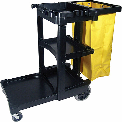 Rubbermaid Commercial Janitor Cart With Zipper Yellow Vinyl Bag (RCP617388)