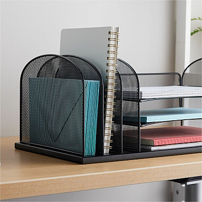 Safco Onyx 3 Tray/3 Upright Section Desk Organizer (SAF3254BL)