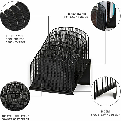 Safco Onyx Wire Mesh Desktop Organizer (SAF3258BL)