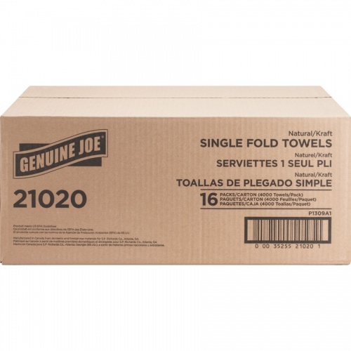 Genuine Joe Single-Fold Value Paper Towels (21020)
