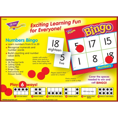 TREND Numbers Bingo Learning Game (T6068)