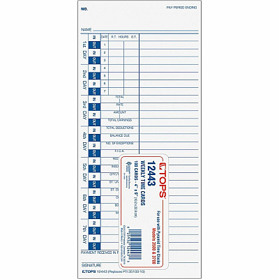 TOPS One-Side Weekly Time Cards (TOP12443)