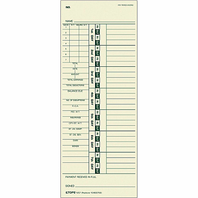 TOPS Numbered Days/Full Payroll Time Cards (TOP1257)