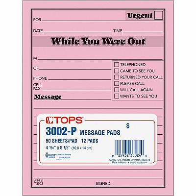 TOPS While You Were Out Message Pads (TOP3002P)