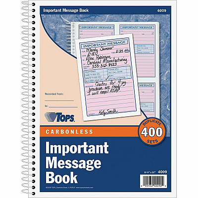 TOPS 4CPP Important Phone Message Book (TOP4009)