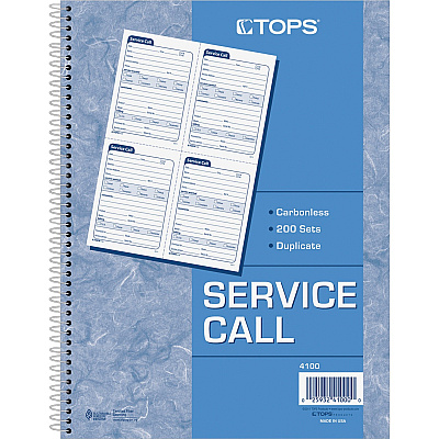 TOPS Service Call 2-part Spiral Message Slip Book (TOP4100)