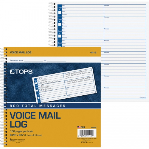 TOPS Spiral Bound Voice Message Log Book (4416)