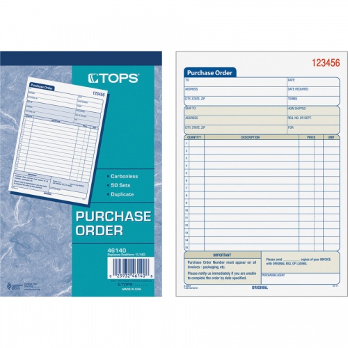 TOPS Carbonless 2-Part Purchase Order Books (46140)