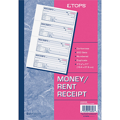 TOPS Money/Rent Receipt Book (TOP46806)