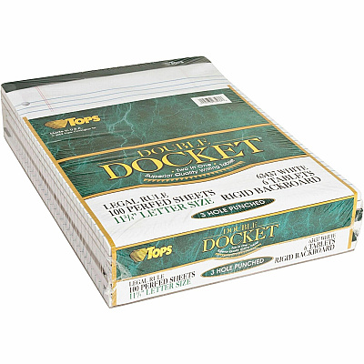 TOPS Docket 3-hole Punched Legal Ruled Legal Pads (TOP63437)