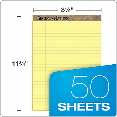 TOPS Second Nature Ruled Canary Writing Pads (TOP74890)