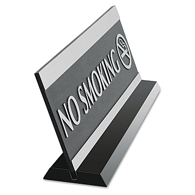 Headline Sign Century Series Office Sign, NO SMOKING, 9 x 3, Black/Silver (USS4757)