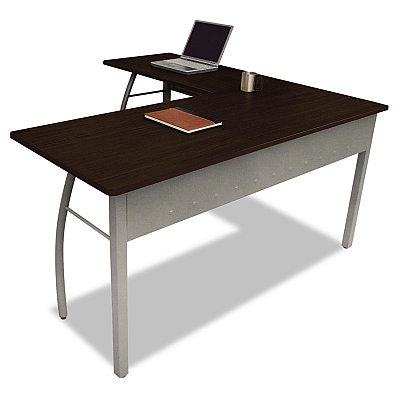 Linea Italia Trento Line L-Shaped Desk, 59.13" x 59.13" x 29.5", Mocha/Gray (LITTR737MOC)