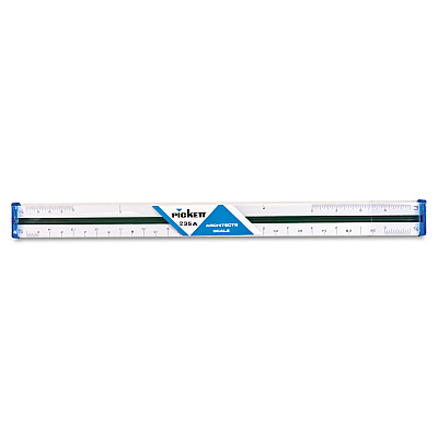 Chartpak Triangular Scale, Plastic, 12" Long, Architectural, Color-Coded (CHA235A)