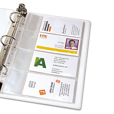 Avery Business Card Binder Pages, For 2 x 3.5 Cards, Clear, 8 Cards/Sheet, 5 Pages/Pack (AVE76025)