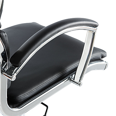 Alera Neratoli High-Back Slim Profile Chair, Faux Leather, 275 lb Cap, 17.32" to 21.25" Seat Height, Black Seat/Back, Chrome (ALENR4119)