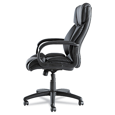 Alera Fraze Series Executive High-Back Swivel/Tilt Bonded Leather Chair, Supports 275 lb, 17.71" to 21.65" Seat Height, Black (ALEFZ41LS10B)