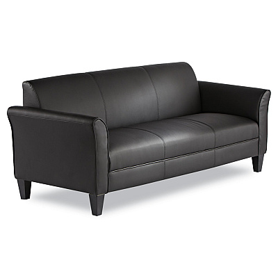 Alera Reception Lounge Furniture, 3-Cushion Sofa, 77w x 31.5d x 32h, Black (ALERL21LS10B)