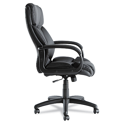 Alera Fraze Series Executive High-Back Swivel/Tilt Bonded Leather Chair, Supports 275 lb, 17.71" to 21.65" Seat Height, Black (ALEFZ41LS10B)