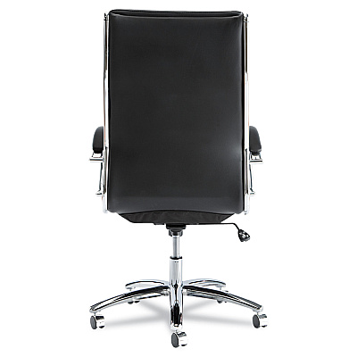Alera Neratoli High-Back Slim Profile Chair, Faux Leather, 275 lb Cap, 17.32" to 21.25" Seat Height, Black Seat/Back, Chrome (ALENR4119)