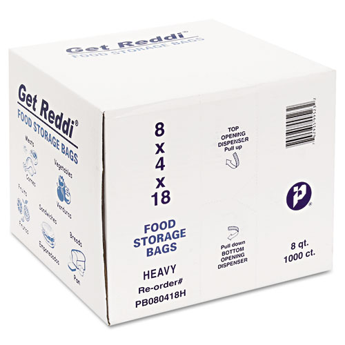 Inteplast Group Food Bags, 8 qt, 1 mil, 8" x 18", Clear, 1,000/Carton (PB080418H)