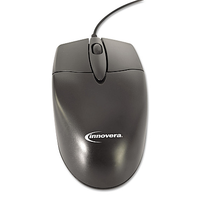 Innovera Mid-Size Optical Mouse, USB 2.0, Left/Right Hand Use, Black (IVR61029)