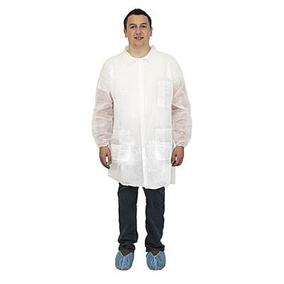 Safety Zone Polyproylene 40g Lab Coat White Xl, Case Of 30 (M1734-XL-E/W)