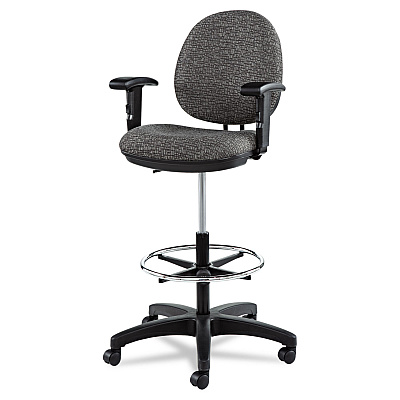 Alera Interval Series Swivel Task Stool, Supports 275 lb, 23.93" to 34.53" Seat Height, Graphite Gray Seat/Back, Black Base (ALEIN4641)