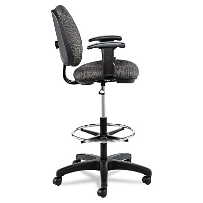 Alera Interval Series Swivel Task Stool, Supports 275 lb, 23.93" to 34.53" Seat Height, Graphite Gray Seat/Back, Black Base (ALEIN4641)