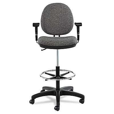 Alera Interval Series Swivel Task Stool, Supports 275 lb, 23.93" to 34.53" Seat Height, Graphite Gray Seat/Back, Black Base (ALEIN4641)