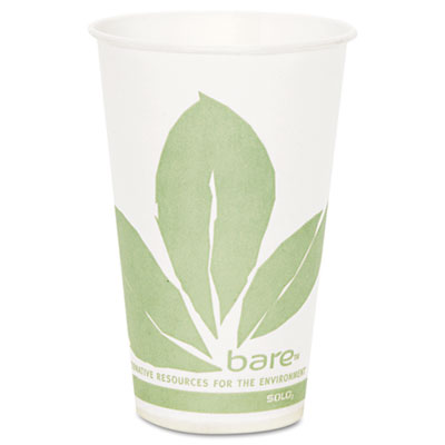 Solo Bare Eco-Forward Paper Cold Cups, ProPlanet Seal, 12 oz, Green/White, 100/Sleeve, 20 Sleeves/Carton (SCCR12BBJD110CT)