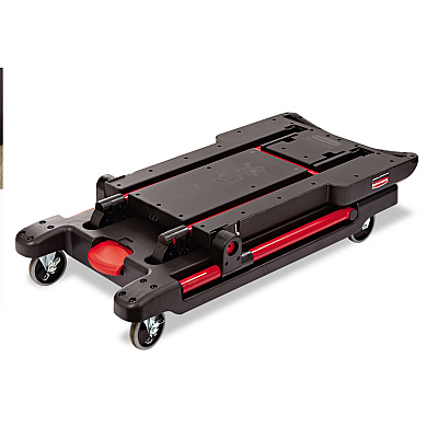 Rubbermaid Commercial Convertible Utility Cart, Plastic, 2 Shelves, 400 lb Capacity, 23.88" x 45.13" x 34.38", Black (RCP430000BK)
