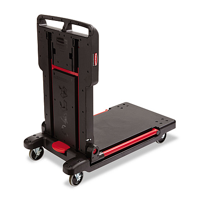 Rubbermaid Commercial Convertible Utility Cart, Plastic, 2 Shelves, 400 lb Capacity, 23.88" x 45.13" x 34.38", Black (RCP430000BK)