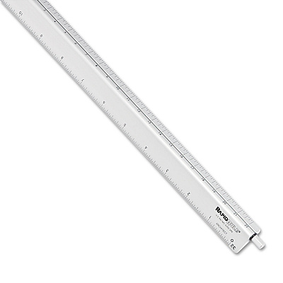 Chartpak Adjustable Triangular Scale Aluminum Architects Ruler, 12" Long, Silver (CHA238)