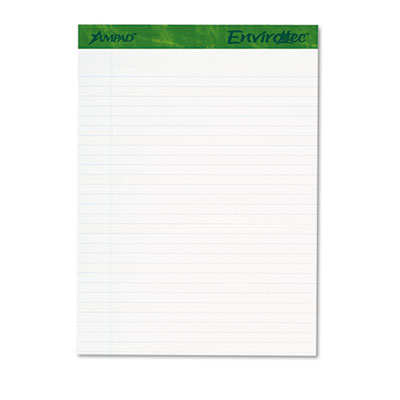 Earthwise by Ampad Recycled Writing Pad, Wide/Legal Rule, Politex Sand Headband, 40 White 8.5 x 11.75 Sheets, 4/Pack (TOP40102)