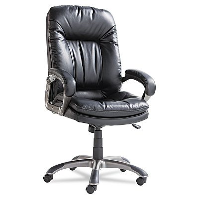 OIF Executive Swivel/Tilt Bonded Leather High-Back Chair, Supports Up to 250 lb, 18.50" to 21.65" Seat Height, Black (OIFGM4119)